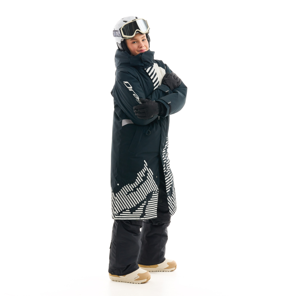 Плащ зимний RACE COAT Woman Black - White
