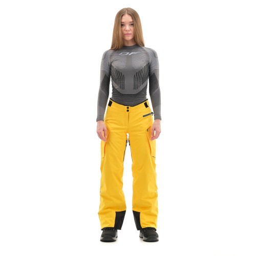 Штаны горнолыжные утепленные Gravity Premium WOMAN Yellow-Dark Ocean       фото 4