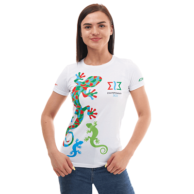 Футболка YEKATERINBURG 300 YEARS Woman White ("Ящерица") 