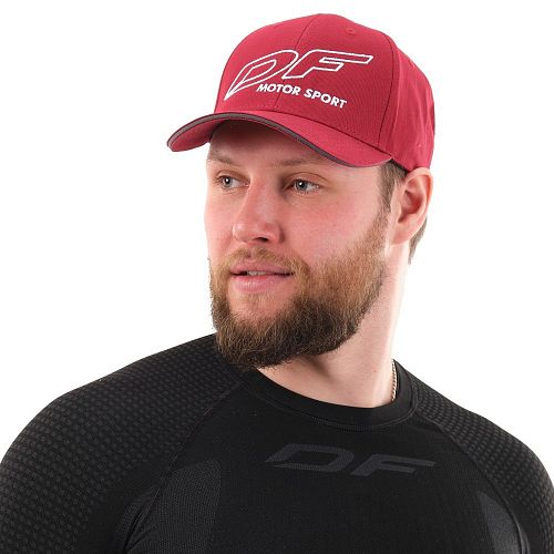 Бейсболка Classic DF RED. Burgundi-Grey. Motor Sport (Изогнутый козырек)                    