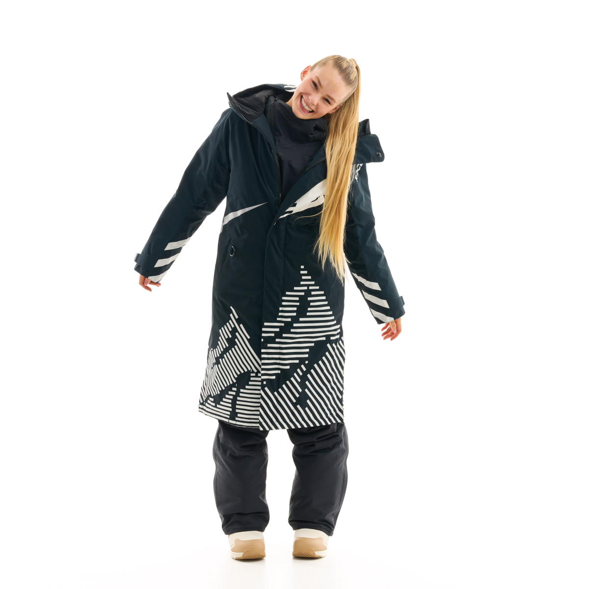 Плащ зимний RACE COAT Woman Black - White