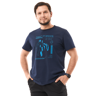 Футболка с принтом SNOW CYBORG Man Dark Blue 